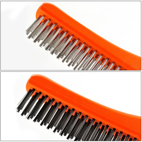 Set, 10" 2Pcs MAXMAN Wire Brush Heavy Duty Stainless Steel and Carbon Steel Wire Brushes for Cleaning Rust, Grill