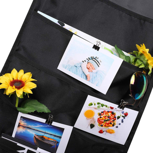 Heavy Duty 5 Pocket Door Hanging File Organizer, Black Wall Storage Pocket Charts for Classroom or Office
