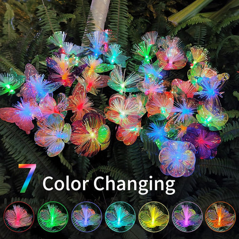 2 Pack JJGoo Solar Garden Lights, Solar Flower Swaying Light for Outside, New Upgraded Outdoor Waterproof Light