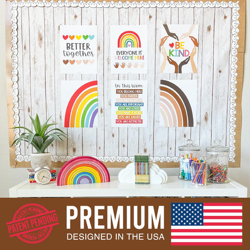 Hadley Designs Diversity Posters for Classroom Elementary, Inclusive Everyone Is Welcome Decor, Rainbow Multicultural