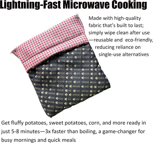 2-Packs 4 Potato Microwave Bag - Reusable Pouch and Potato Cooker for Perfect Potatoes in Minutes