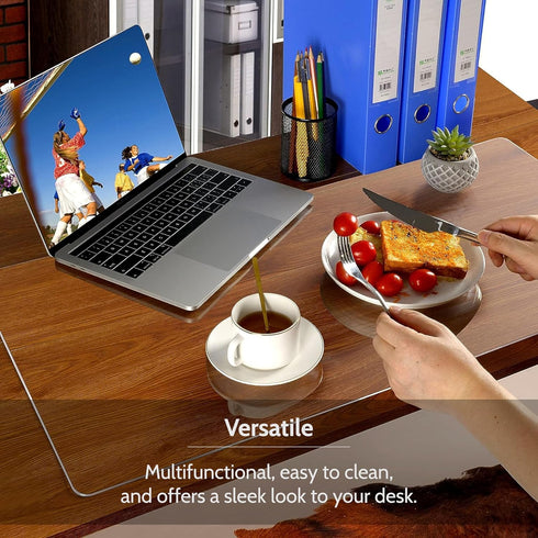 Awnour Clear Desk Mat, 32 x 16 inches, Transparent Plastic Desk Protector for Office and Home
