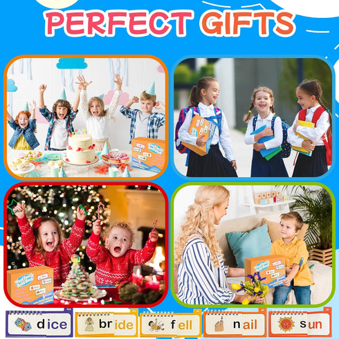 VORA 30 Read and Rhyme Flip Books, Preschool Enlightenment ABC Flash Cards, Attractive Word Family Build Book for Kids