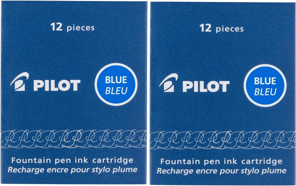 Pilot Namiki IC100 Fountain Pen Ink Cartridge, Blue, 12 Cartridges per Pack (Pack of 2)