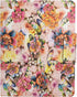 Padfolio Ring Binder with 3-Ring Binder, Color File Folders, Flower Painting PU Leather Organizer, Clipboard (Pink)