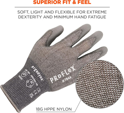 Ergodyne ANSI A4 PU Coated CR Gloves for Unisex Adults, Gray, Extra Large