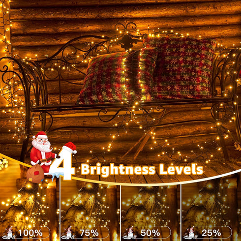 1200 59 8 LED FT Cluster Lights, Warm White Christmas Tree Lights Modes Timer Remote, Waterproof String Lights