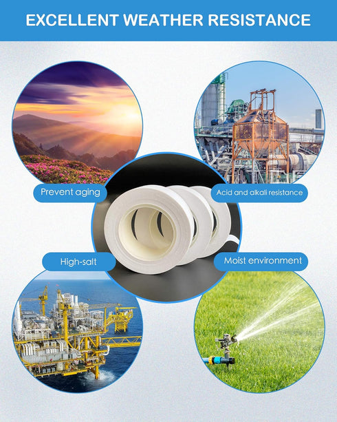 Wapodeai 3pcs Professional White Electrical Tape, 0.62 in X 50 ft, Flame Retardant High Temperature Resistance
