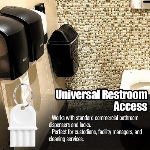 KH866 6 Pack Commercial Universal Toilet & Paper Towel Dispenser Keys White Tissue Hard Plastic Waffle Replacement