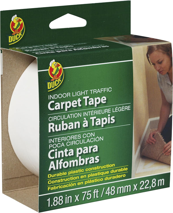 Duck Brand Light Traffic Carpet Tape; 1.88-Inch x 75 Feet, Single Roll, White