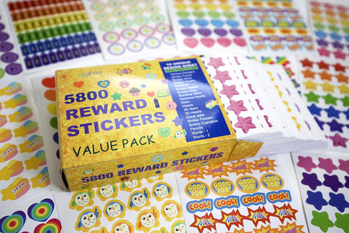 Youngever 5800 Teacher Stickers for Kids, Mega Variety Pack - Incentive Stickers for Classroom Supplies, 18 Design