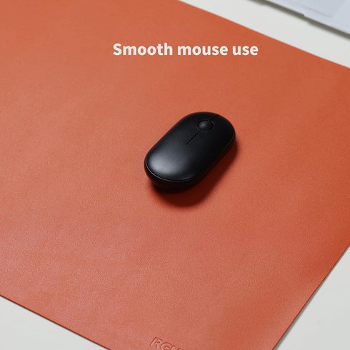 RENMTURE PU Mouse Pad, Faux Leather Large Desk Pad, Non-Slip Waterproof Gaming Desk Blotter (36"x17", Orange)