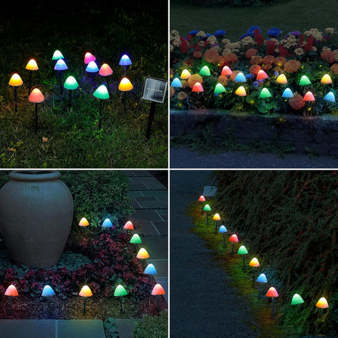 Set of 12pcs Mushroom Solar Garden Lights, 14.5ft Waterproof Solar Powered Night String Lights for Outdoor Decor