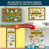 Decorably 81 Pcs Construction Theme Bulletin Board Decorations Set with Accompanying Borders for Classroom Decor