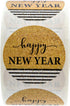 Happy New Year Stickers, 500 Labels, Black & Gold Faux Glitter Sticker