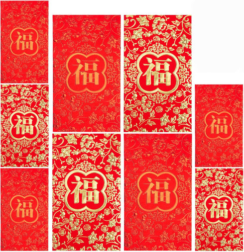 VGOODALL 36PCS Chinese New Year Red Envelopes, 2024 Dragon Year Hong Bao Packet, 6.6x3.5 Inch for Wedding Birthday