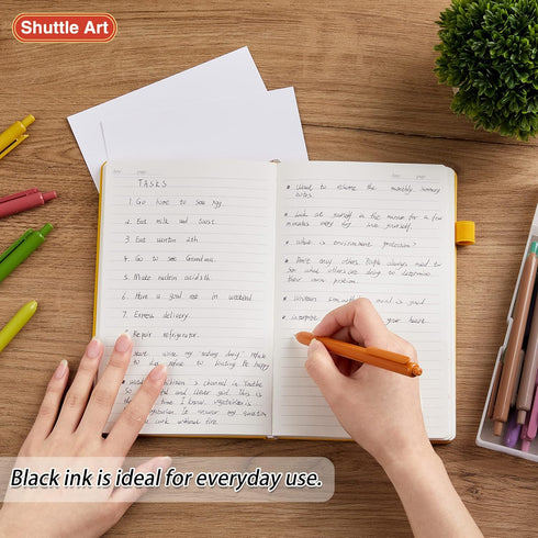 Shuttle Art Ballpoint Pens, 15 Pack Vintage Retractable Black Ink, 1.0mm Medium Point for Writing and Journaling