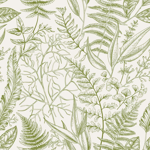 VEELIKE Vintage Green Fern Peel and Stick Wallpaper Tropical Herbs Leaf Wallpaper