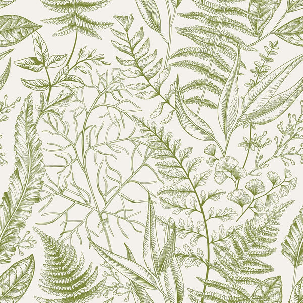 VEELIKE Vintage Green Fern Peel and Stick Wallpaper Tropical Herbs Leaf Wallpaper