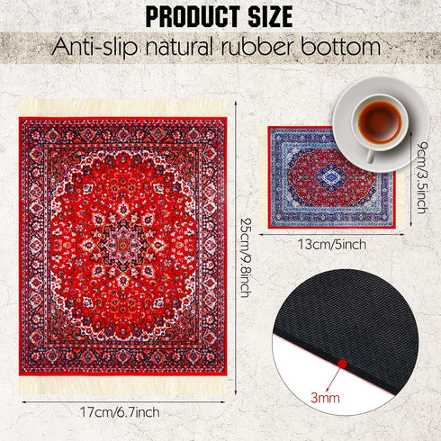 Hushee 4 Pcs Style Carpet Mouse Pad Mini Vintage Coasters Oriental Mouse Pad Floral Pattern Graduation Gift Rug