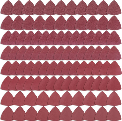 AUSTOR 100 Pieces Triangle Sanding Pads, Triangular Sandpaper Sheets for 3-1/8 Inch Oscillating Multi Tool