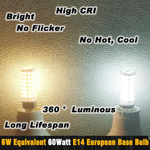 E14 T6 C7 Bulb 6W AC120V 2700K 700lm 60W E14 Bulb Bulb Lamp,Non-Dimmable, 3 Pack LED Light Warm White Equivalent