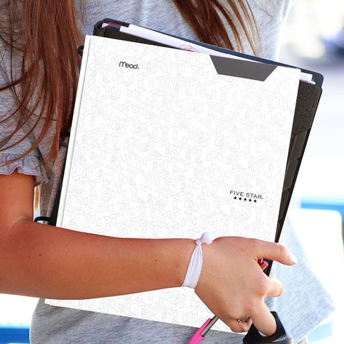 Five Star 2-Pocket Folder - Plastic Folder with Stay-Put Tabs, Holds 8-1/2" x 11" Paper, White