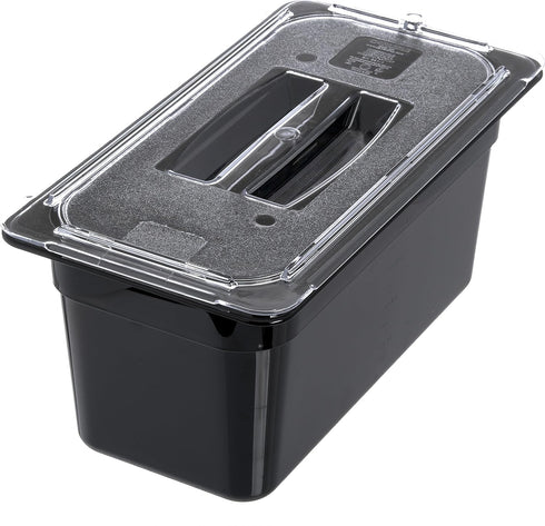 Carlisle FoodService Products Storplus Food Pan, Storage Container with Spoonable Corners, 1/3 Size 6 Inches Deep, Black