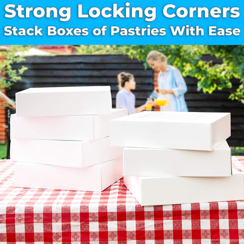 Gourmet 10in White Bakery Box, 1 Pack, Cute Window Display for Pies, Cakes, Cupcakes, Pastries