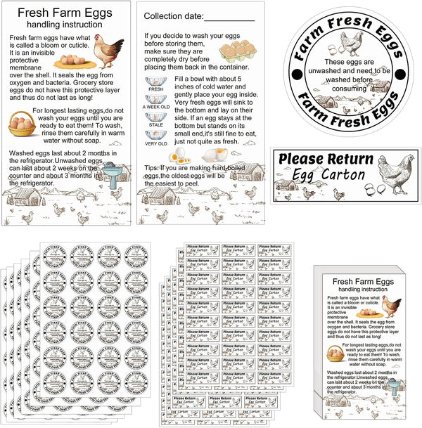 Remerabel 1400 Pcs Egg Stickers Kit for Farm Fresh Eggs 200 Egg Handling