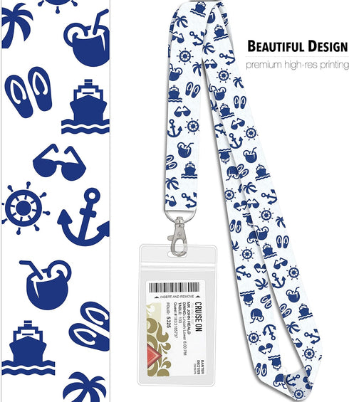 Cruise On Lanyards for Cruise Ship Cards (2-Pack) with ID Holder, Detachable Key Card Badge & Waterproof Holder (White