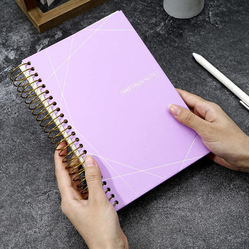 Meeting Notebook with Action Items Work Notebook for Note Taking 120 Sheets A5 Meeting Notebook for Office Business Meeting Agenda Book for Men Women Meeting Organizer Planner, Purple by FLYING EAGLE