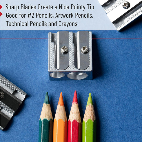 Mr. Pen Handheld Metal Pencil Sharpener with 2 Holes, Pack of 6, Back to School Supplies