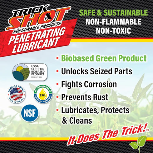 3-in-1 16 oz Trick Shot - Penetrating Lubricant Oil - Biobased Food Grade Industrial Oil for Parts, Rust and Corrosion
