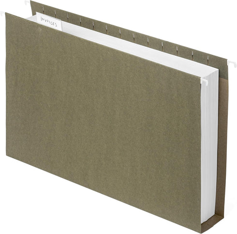 Blue Summit Supplies Legal Size Hanging File Folders, 2" Expansion, 1/3 Cut Tabs, 25 Pack, Standard Green