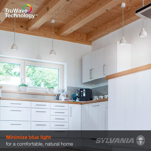 A19 Bulb, 100W 15W, 1600 Dimmable, 3500K, 4 Pack (42277) Sylvania LED TruWave Natural Series Light Equivalent