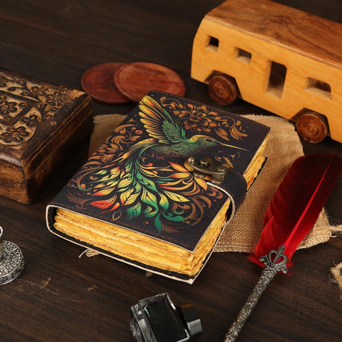 Blank Book of Shadows Spell Leather Journal, Vintage Notebook with 200 Pages for Wiccan Sketching