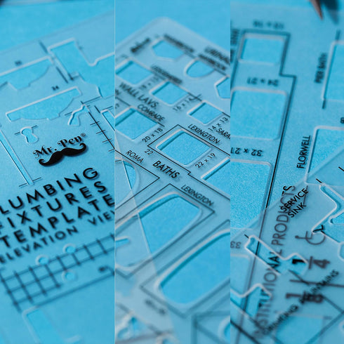 Mr. Pen Plumbing Template, Architectural Bathroom Template, Drafting Tools and Stencils