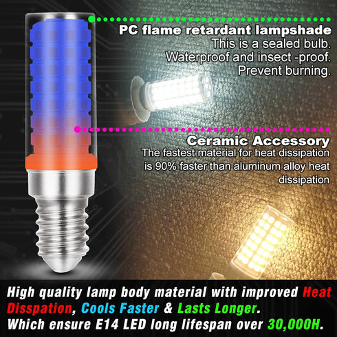 E14 T6 C7 Bulb 6W AC120V 2700K 700lm 60W E14 Bulb Bulb Lamp,Non-Dimmable, 3 Pack LED Light Warm White Equivalent