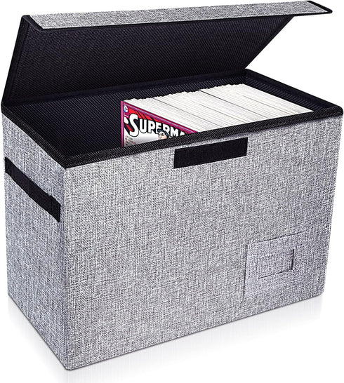 Leffis Comic Book Storage Box, 15.5" X 7.5" X 11.3", Collapsible Short Box with Lids Holds 150 Comics