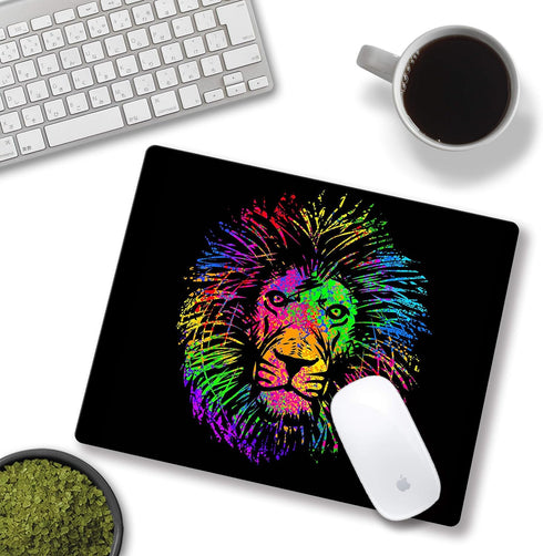 Small Computer Mouse Pad with Personalized Watercolor Lion Design, Non-Slip Rubber Office Mousepad