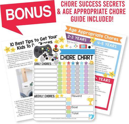 Magnetic Chore Chart for Kids - Good Behavior Chart, Dry Erase Daily, Weekly Responsibility List