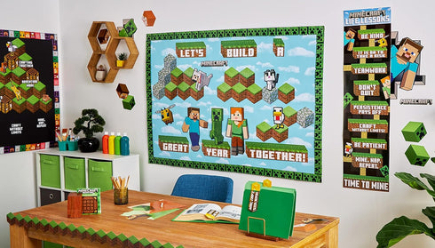 Eureka Minecraft Building A Great Year Classroom Bulletin Board Set, 33 Pieces for Teachers