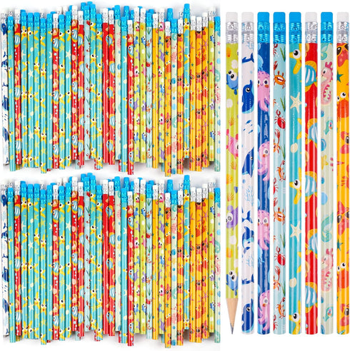 Kolewo4ever 200 Pieces Under The Sea Pencils, Ocean Themed Wood Pencils for Teachers, Classrooms, Learning Activities