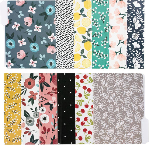 Decorative File Folders Set of 12, 3 Tab Cute Letter Size Folders, Boho Manila Home Office Supplies