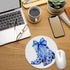 BILLAION 7.9x7.9 Inch Chinoiserie Western Cowgirl Mouse Pad for Desk, Blue Bow Floral Cowgirl Boots Mousepad for Work