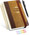 Yoment Large Hardcover Leather Spiral Journal Notebook, 300 Pages, 8" x 10", Dark Brown, Gift Box