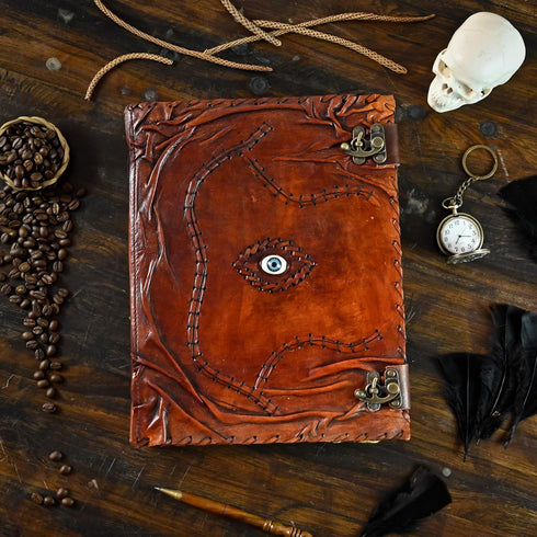 Hocus Pocus Spell Book - XX LARGE Leather Grimoire Journal, Halloween Decorations, Witchcraft Supplies, Tarot Journal