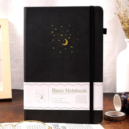 CAGIE Lined Journal Notebook for Work, 196 Pages, 5.7" x 8.3", Hardcover Journals for Writing with Pen Loop