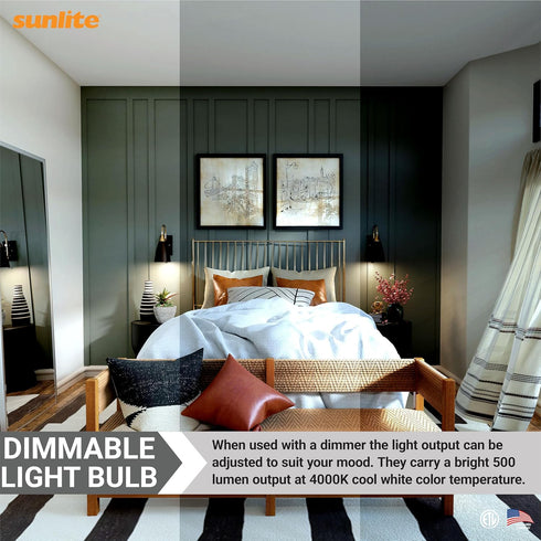 6 Pack Sunlite G16 LED Dimmable Decorative Globe Vanity Light Bulbs, Frosted, 7W (60W Equivalent), 4000K Cool White